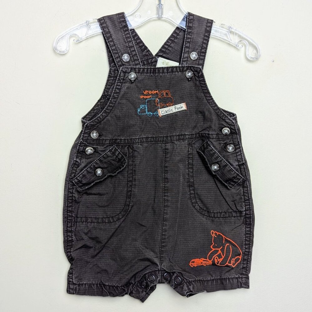 Classic‎ Pooh Vroom Cars Vintage Y2K Embroidered Baby Overall Shortalls 3 Months